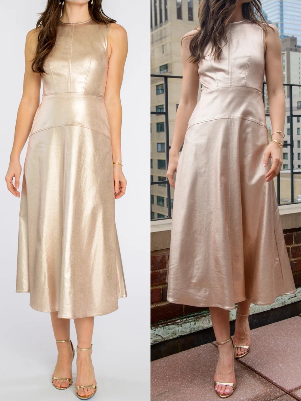 NEW Olivia James Elizabeth James The Label Claire Dress in Metallic Denim NWT  2